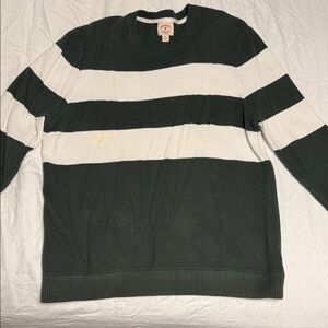 Brooks Brothers Dark Green and White Crewneck Sweater